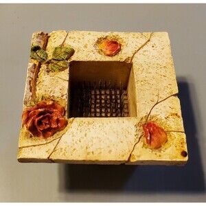 Vintage Rose adorned distressed look needled floral frog by Ganz